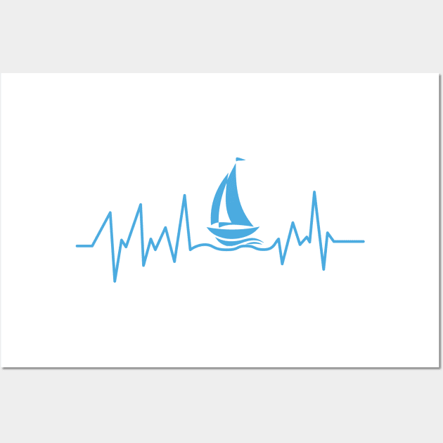 Heartbeat Boating Funny Boat Lover Dad Gift Wall Art by macshoptee